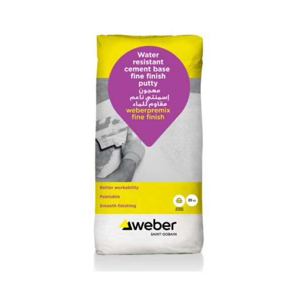 Weberpremix fine finish معجونة الاسمنتية بيضاء جاهزة للاستعمال مقاومة للماء